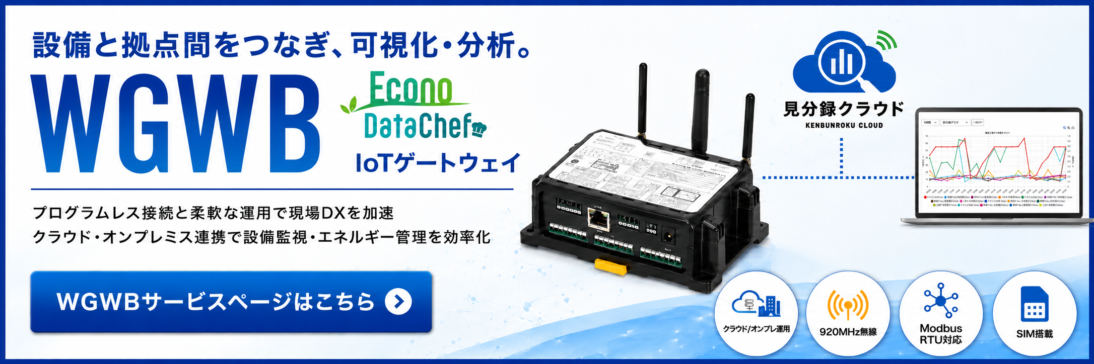設備と拠点間をつなぎ、可視化・分析。WGWB|サービスページはこちら