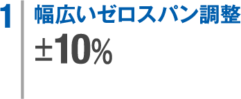 1. 幅広いゼロスパン調整 ±10%